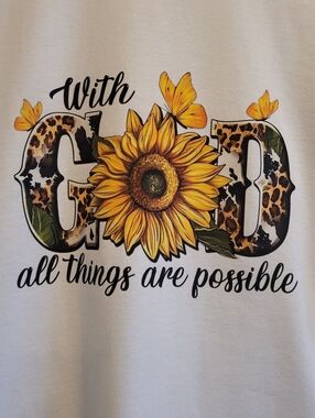 New 'With God All Things Are Possible' Graphic Tee XL Unisex